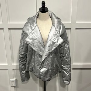 Norma Kamala Silver Cropped Hooded Jacket, M